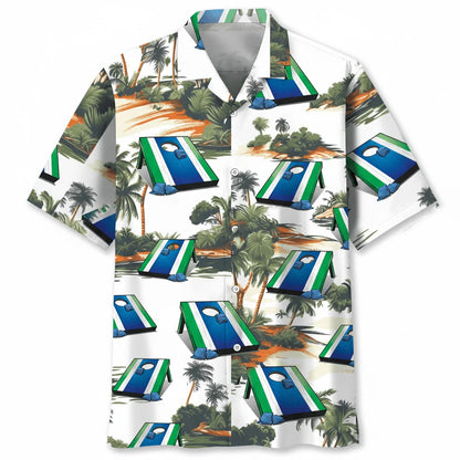 Tropical Cornhole Hawaiian Shirt, custom shirt gift for men (view 3)