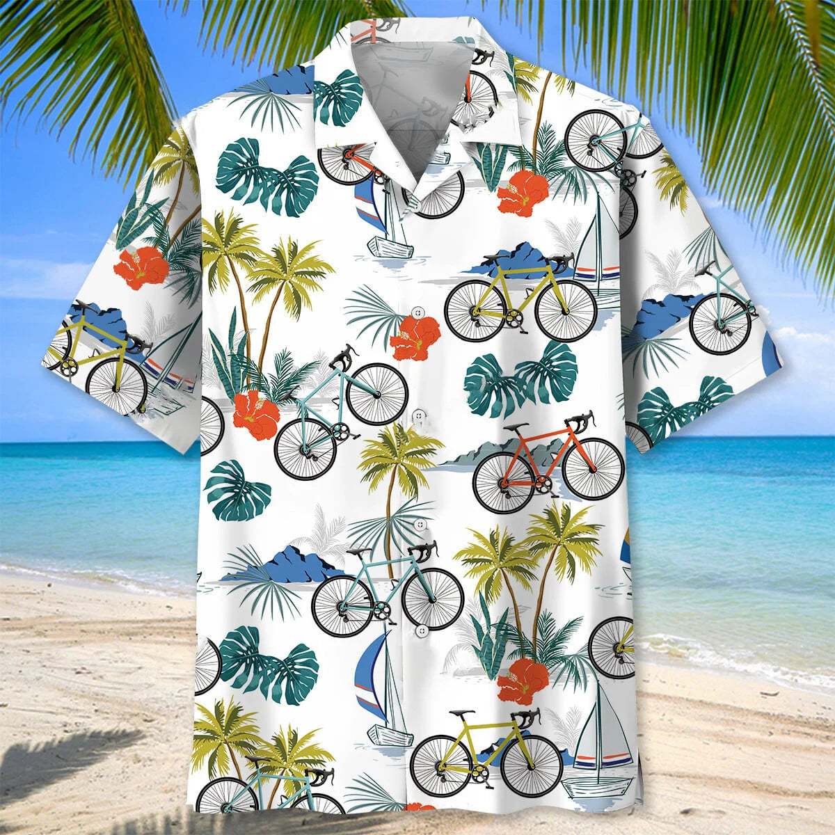 Tropical Cycling Hawaiian Shirt Men, custom shirt gift for men