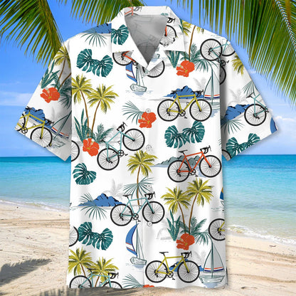Tropical Cycling Hawaiian Shirt Men, custom shirt gift for men