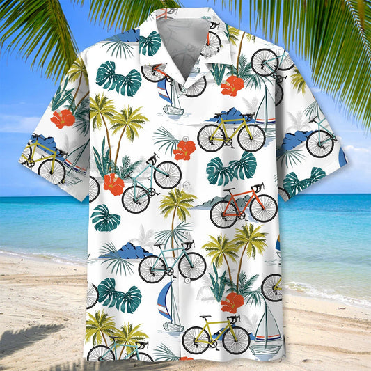 Tropical Cycling Hawaiian Shirt Men, custom shirt gift for men