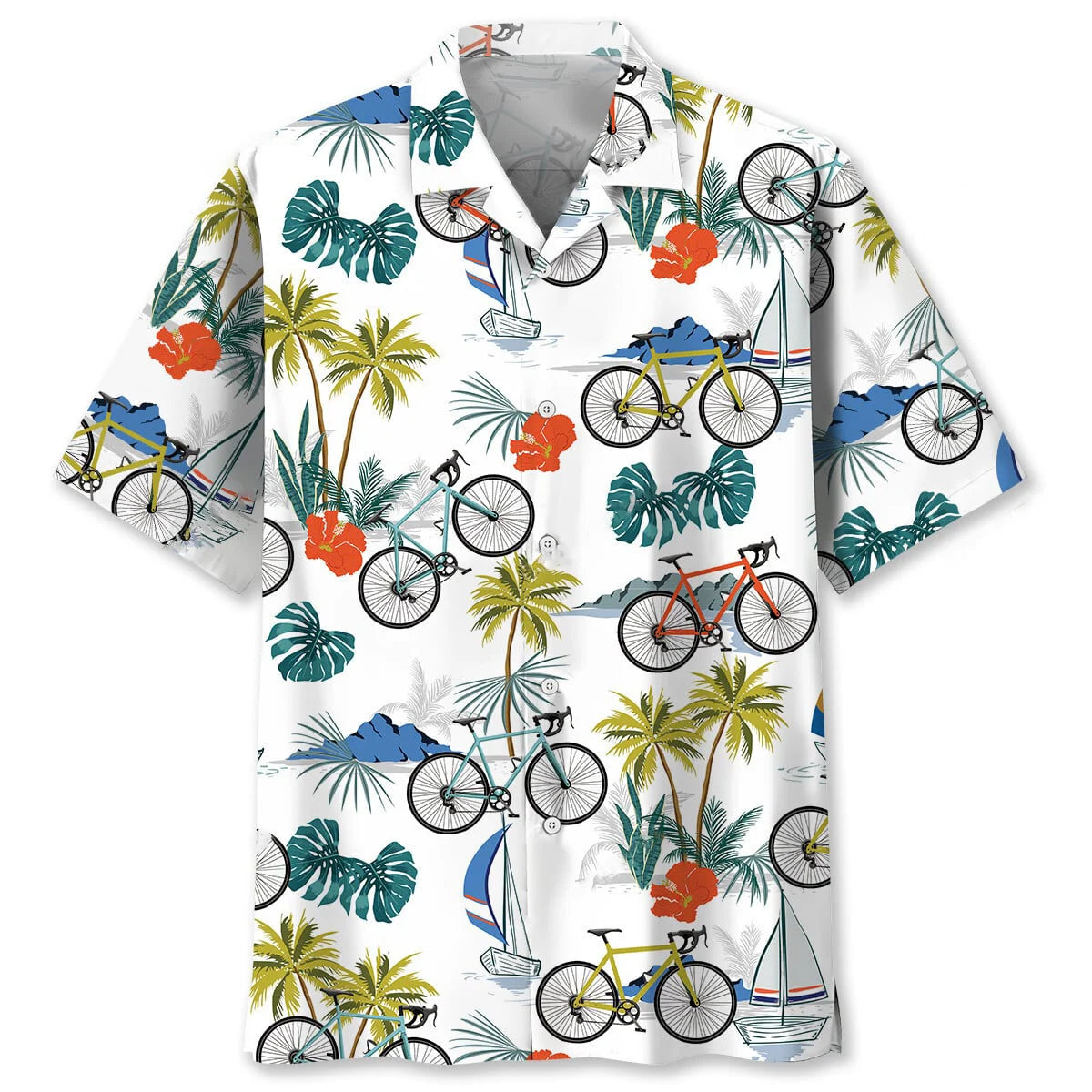 Tropical Cycling Hawaiian Shirt Men, custom shirt gift for men (view 4)