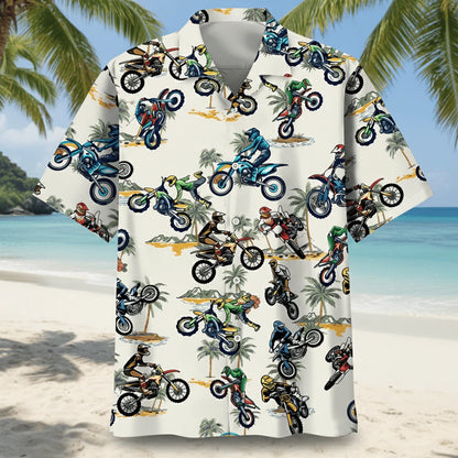 Tropical Dirt Bike Racing Hawaiian Shirt, custom shirt gift for men (view 2)