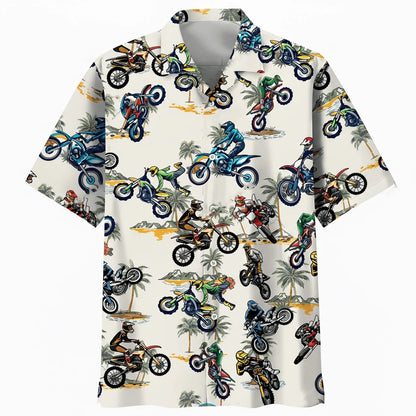 Tropical Dirt Bike Racing Hawaiian Shirt, custom shirt gift for men (view 3)