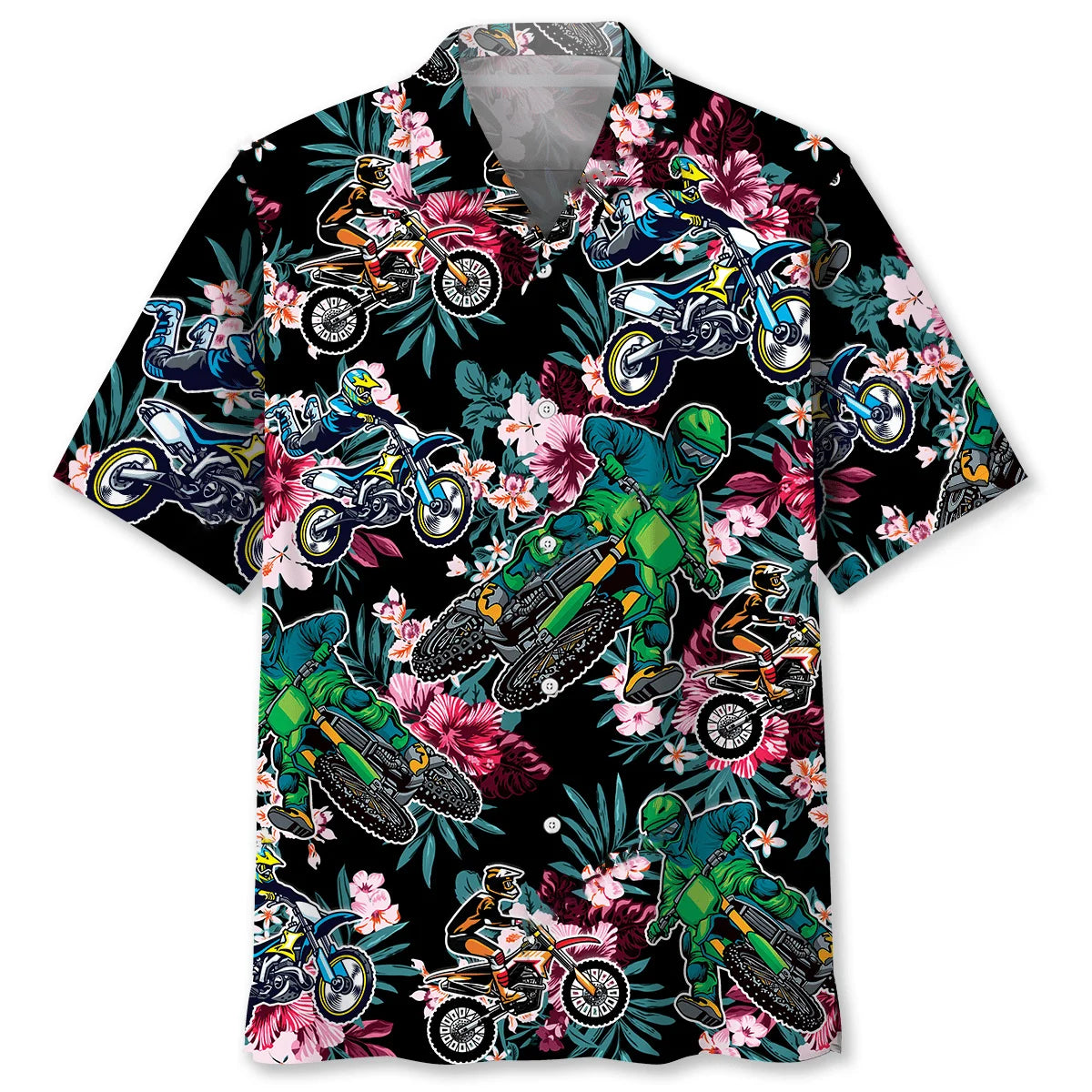 Tropical Dirt Bike Racing Hawaiian Shirt, custom shirt gift for men (view 5)