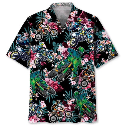 Tropical Dirt Bike Racing Hawaiian Shirt, custom shirt gift for men (view 5)