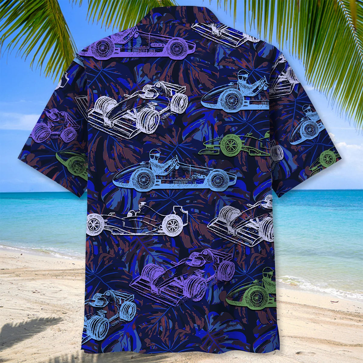 Tropical F1 Racing Hawaiian Shirt, custom shirt gift for men (view 3)