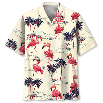 Tropical Flamingo Hawaiian Shirt, custom shirt gift for men (view 4)