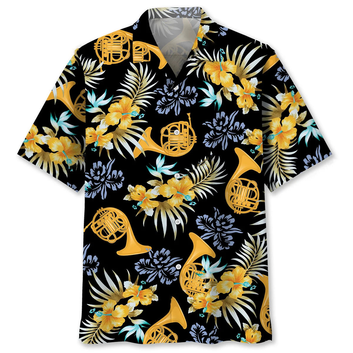 Tropical French Horn Brass Hawaiian Shirt, custom shirt gift for men