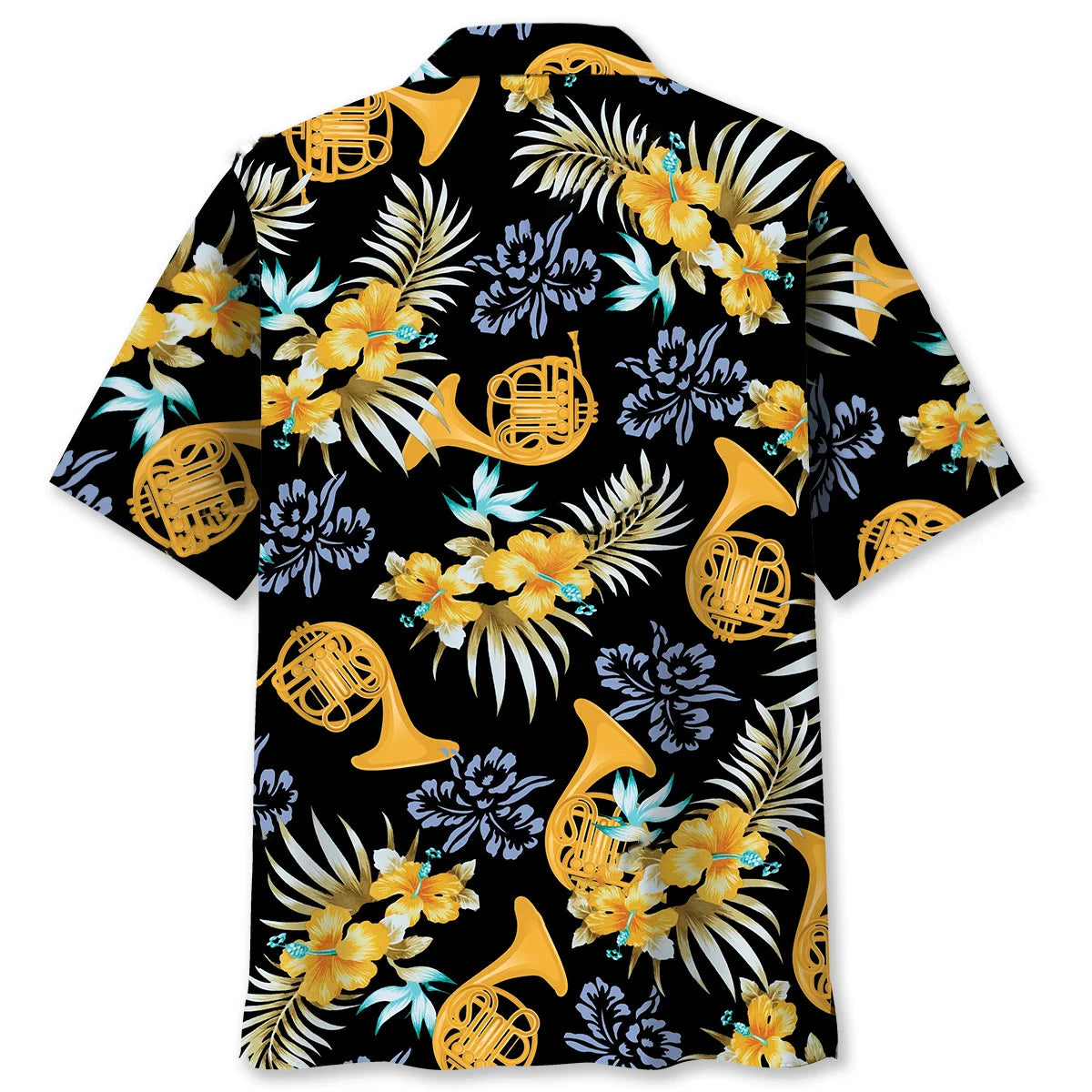 Tropical French Horn Brass Hawaiian Shirt, custom shirt gift for men (view 2)