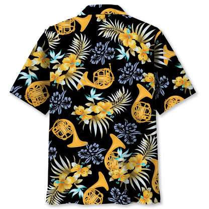 Tropical French Horn Brass Hawaiian Shirt, custom shirt gift for men (view 2)