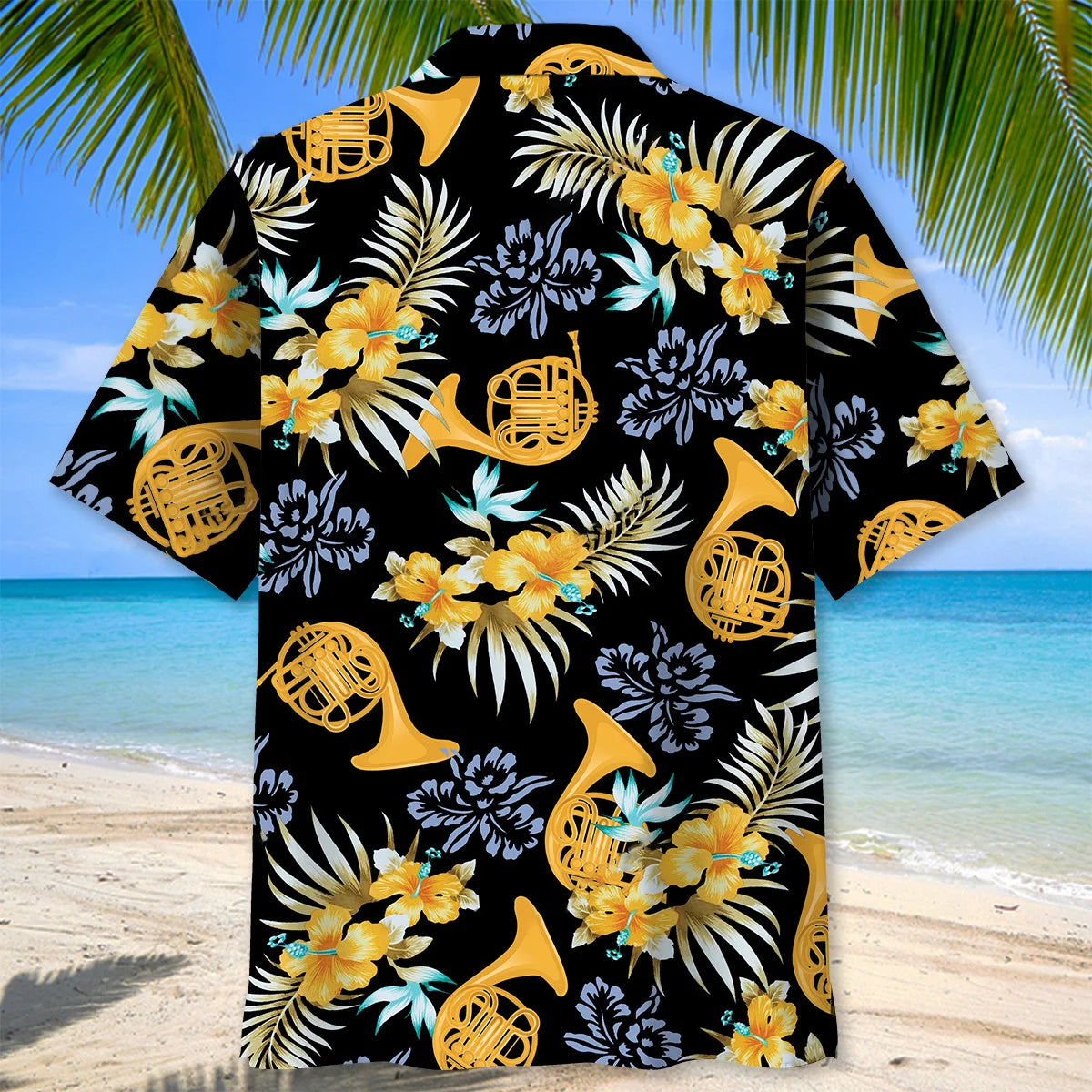 Tropical French Horn Brass Hawaiian Shirt, custom shirt gift for men (view 4)