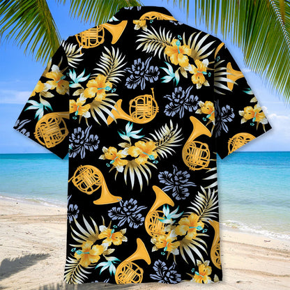 Tropical French Horn Brass Hawaiian Shirt, custom shirt gift for men (view 4)