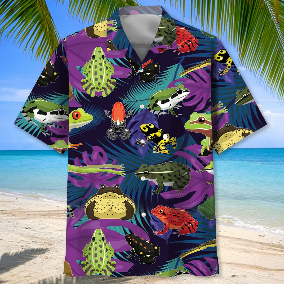 Tropical Frog Hawaiian Shirt, custom shirt gift for men (view 2)