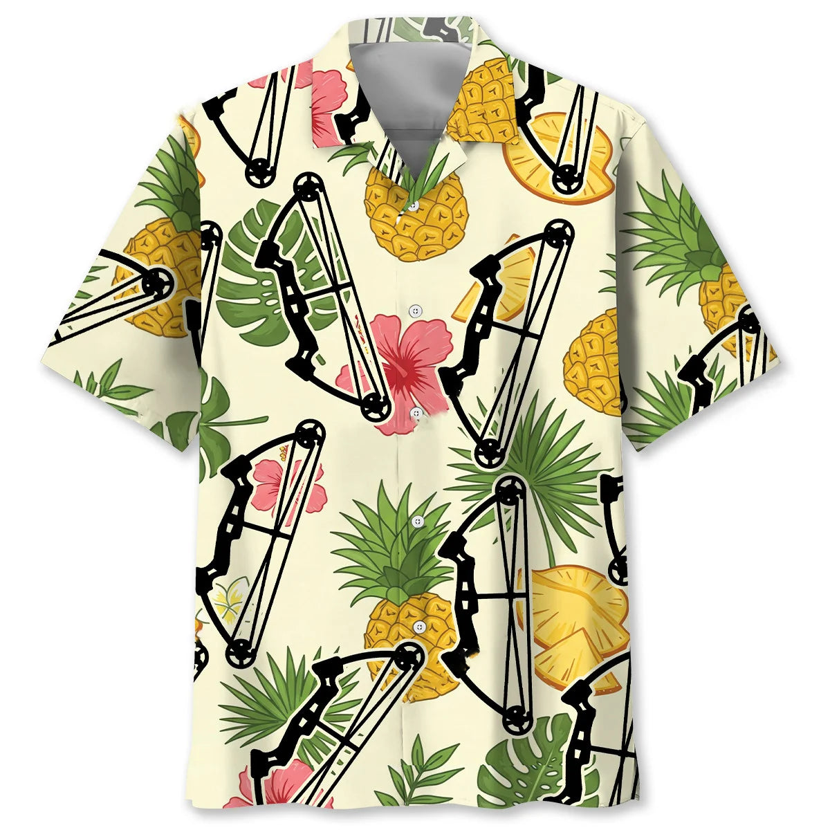 Tropical Fruits Compound Bow Hawaiian Shirt, custom shirt gift for men