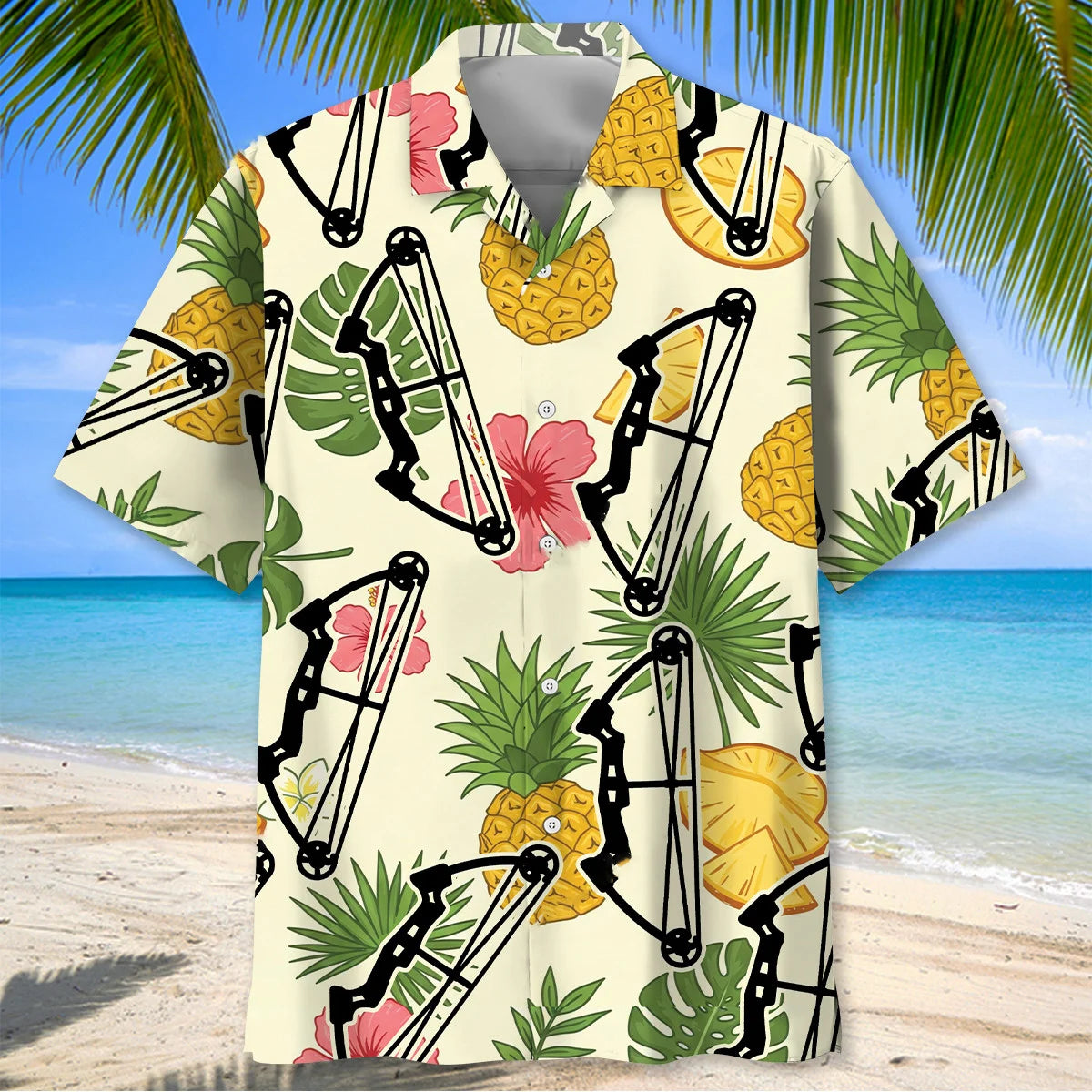 Tropical Fruits Compound Bow Hawaiian Shirt, custom shirt gift for men (view 2)