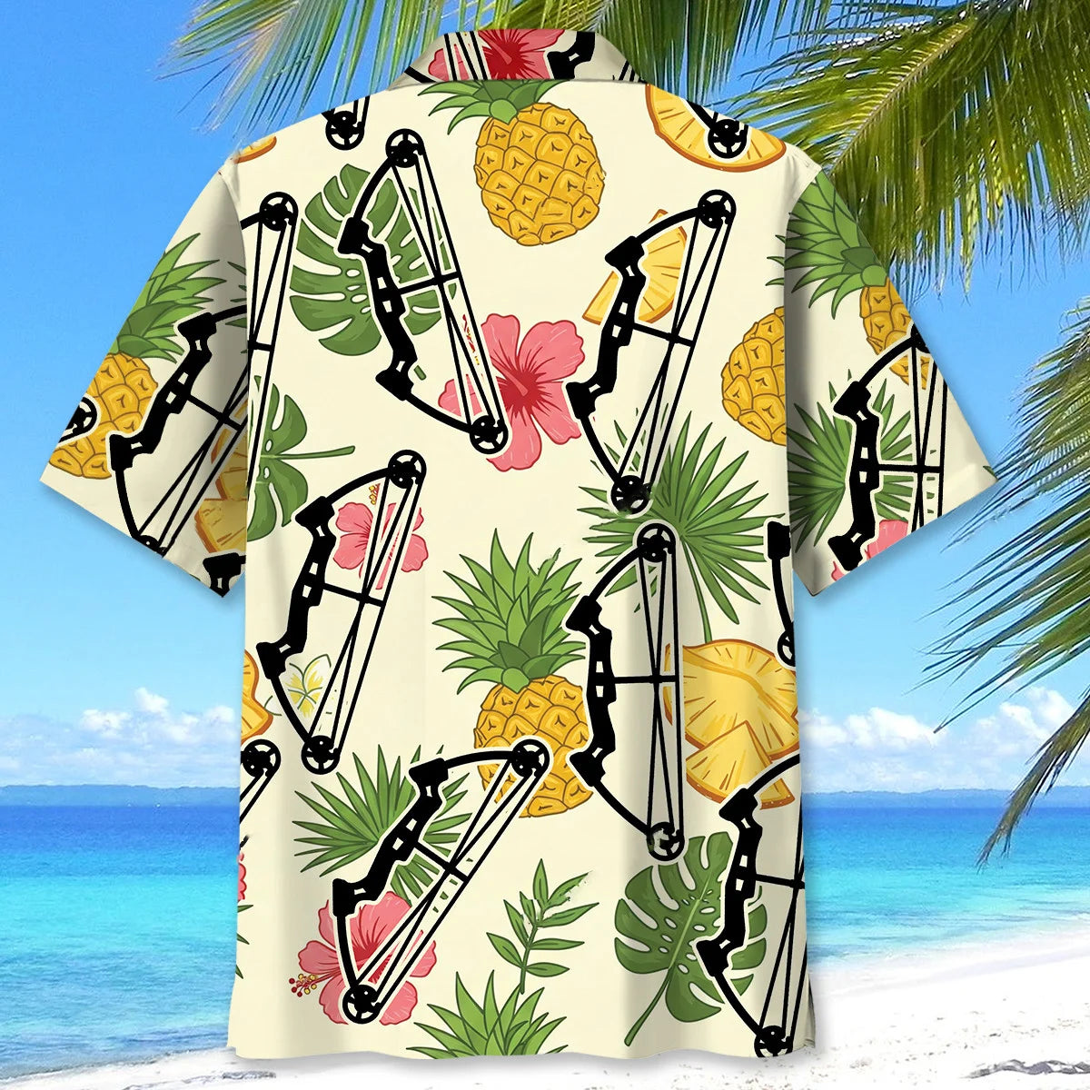 Tropical Fruits Compound Bow Hawaiian Shirt, custom shirt gift for men (view 4)