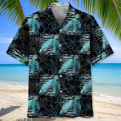 Tropical Hibiscus Turtle Hawaiian Shirt, custom shirt gift for men