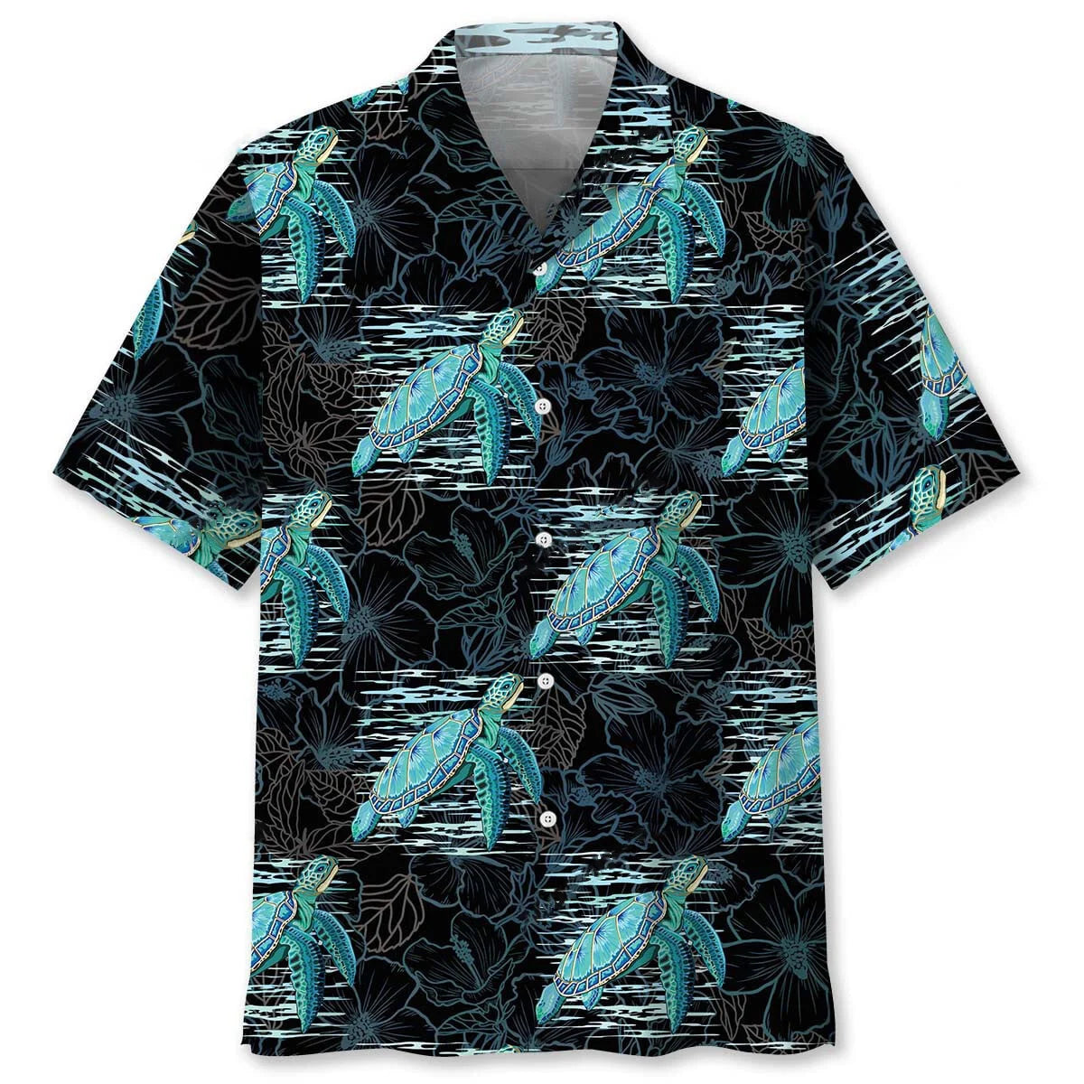 Tropical Hibiscus Turtle Hawaiian Shirt, custom shirt gift for men (view 2)