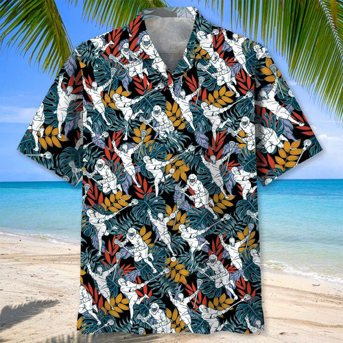 Tropical Lacrosse Hawaiian Shirt, custom shirt gift for men
