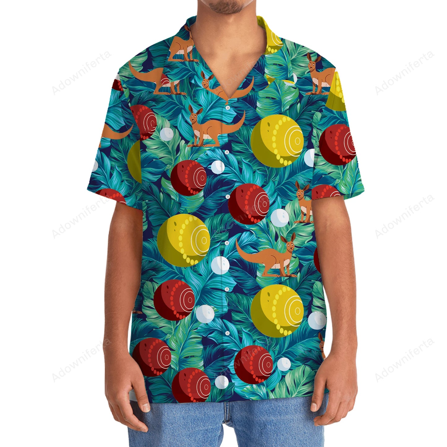 Tropical Lawn Bowling Hawaiian Shirt, custom shirt gift for men (view 2)