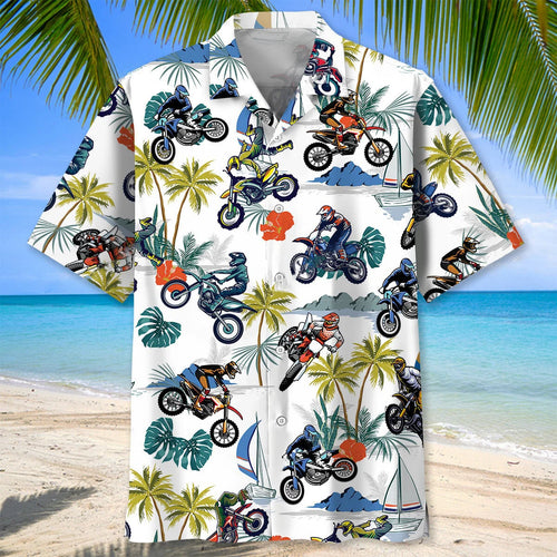 Tropical Motocross Hawaiian Shirt Men, custom shirt gift for men