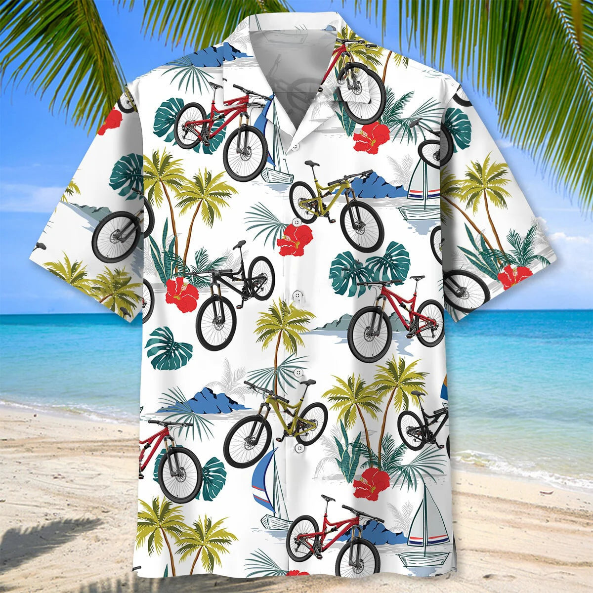 Tropical Mountain Bike Hawaiian Shirt Men, custom shirt gift for men