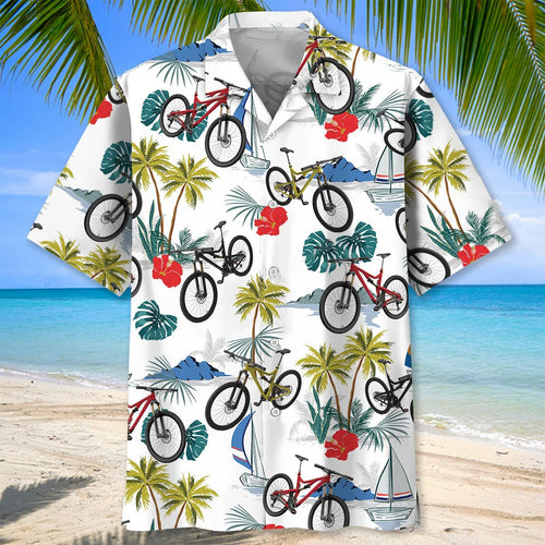 Tropical Mountain Bike Hawaiian Shirt Men, custom shirt gift for men