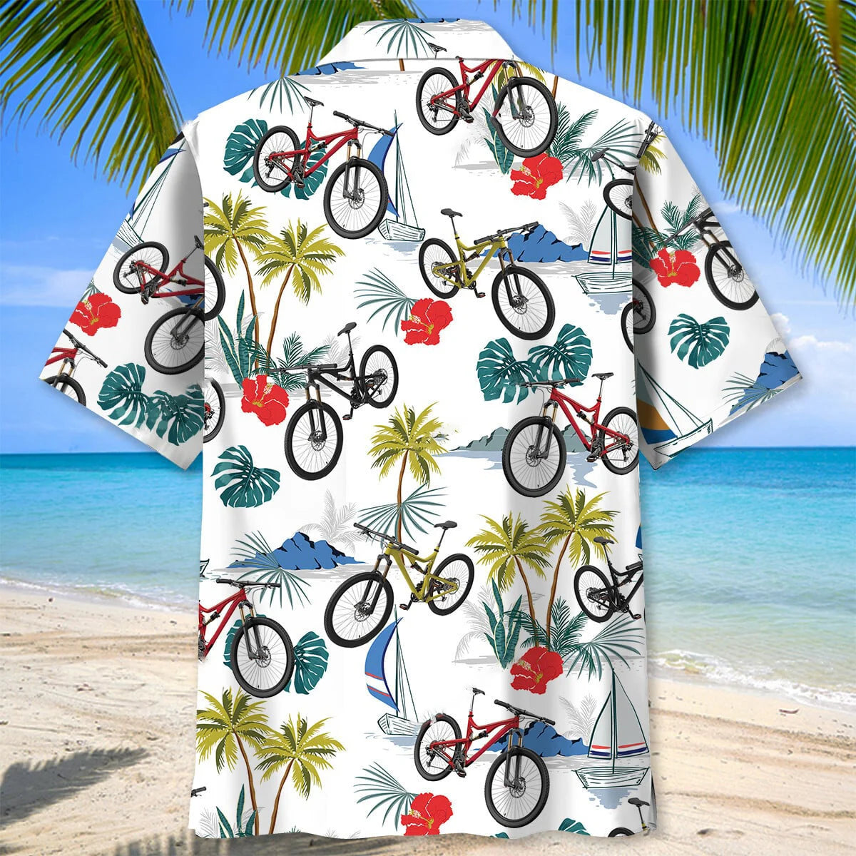 Tropical Mountain Bike Hawaiian Shirt Men, custom shirt gift for men (view 3)