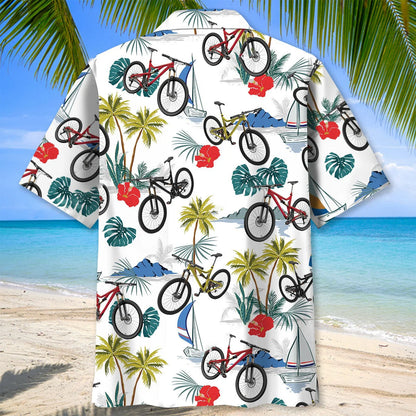 Tropical Mountain Bike Hawaiian Shirt Men, custom shirt gift for men (view 3)