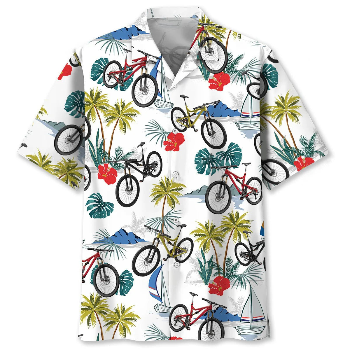 Tropical Mountain Bike Hawaiian Shirt Men, custom shirt gift for men (view 4)