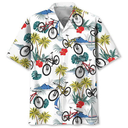 Tropical Mountain Bike Hawaiian Shirt Men, custom shirt gift for men (view 4)