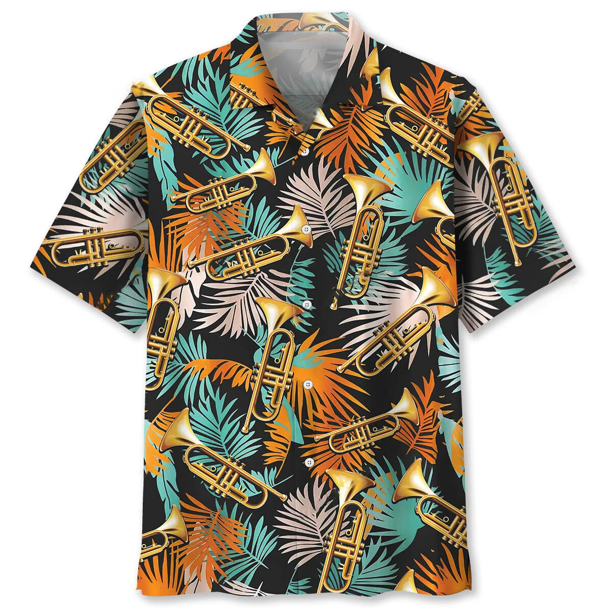 Tropical Orange Trumpet Hawaiian Shirt, custom shirt gift for men (view 2)