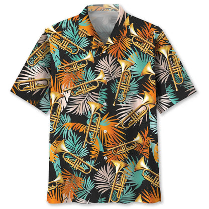 Tropical Orange Trumpet Hawaiian Shirt, custom shirt gift for men (view 2)