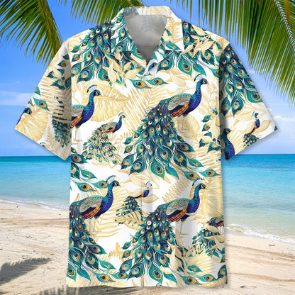 Tropical Peacock Hawaiian Shirt, custom shirt gift for men