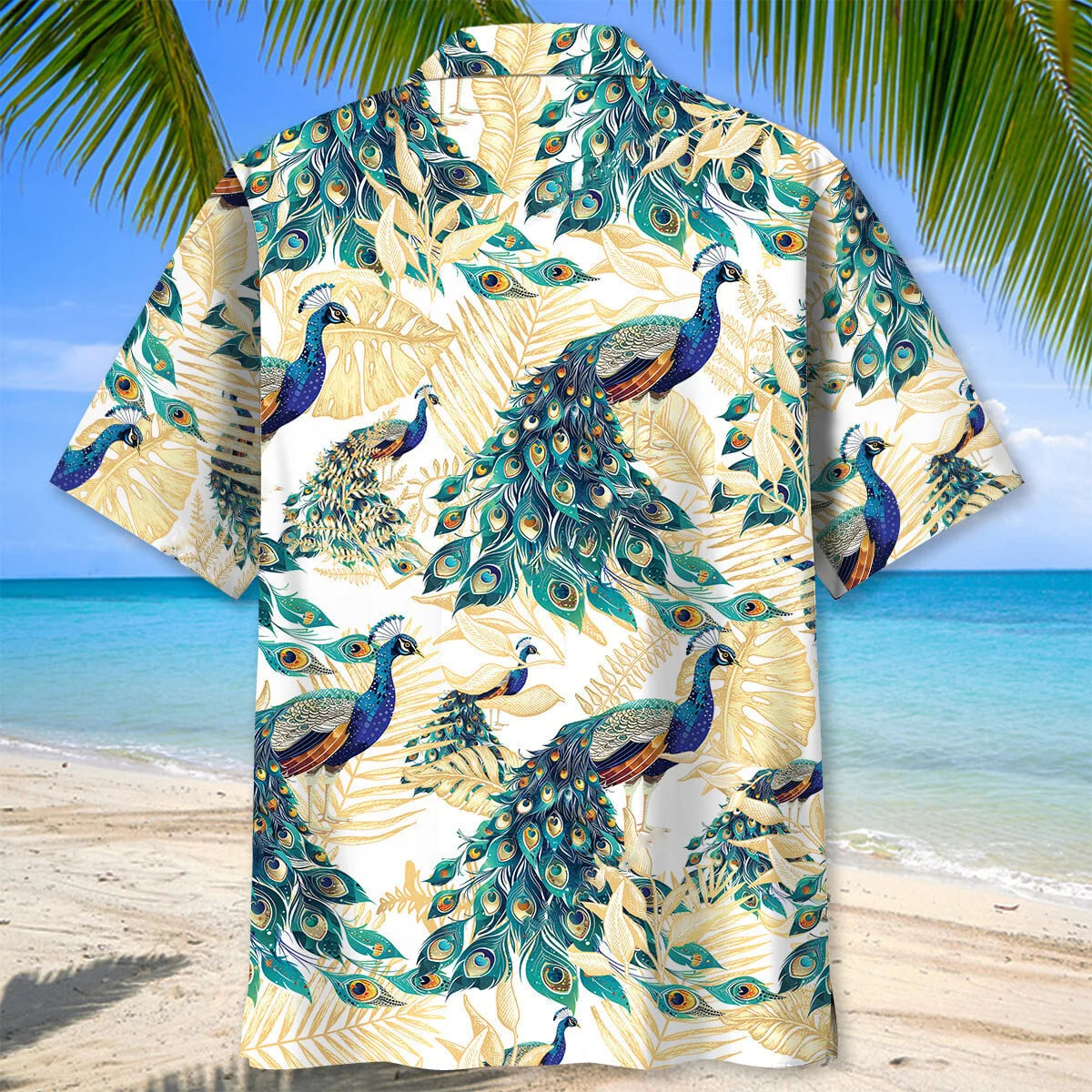 Tropical Peacock Hawaiian Shirt, custom shirt gift for men (view 3)
