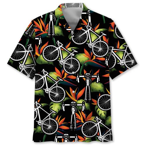 Tropical Road Bike Hawaiian Shirt, custom shirt gift for men