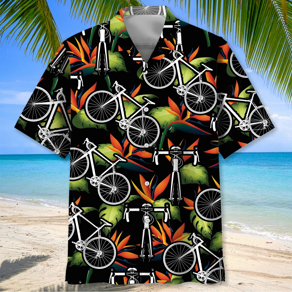 Tropical Road Bike Hawaiian Shirt, custom shirt gift for men (view 2)