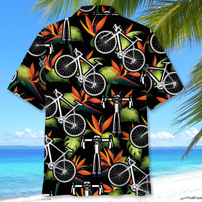 Tropical Road Bike Hawaiian Shirt, custom shirt gift for men (view 3)