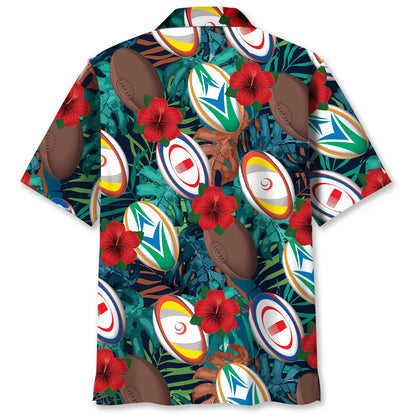 Tropical Rugby Balls Hawaiian Shirt, custom shirt gift for men