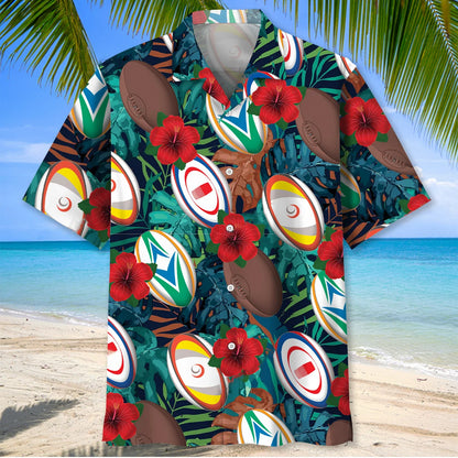 Tropical Rugby Balls Hawaiian Shirt, custom shirt gift for men (view 2)
