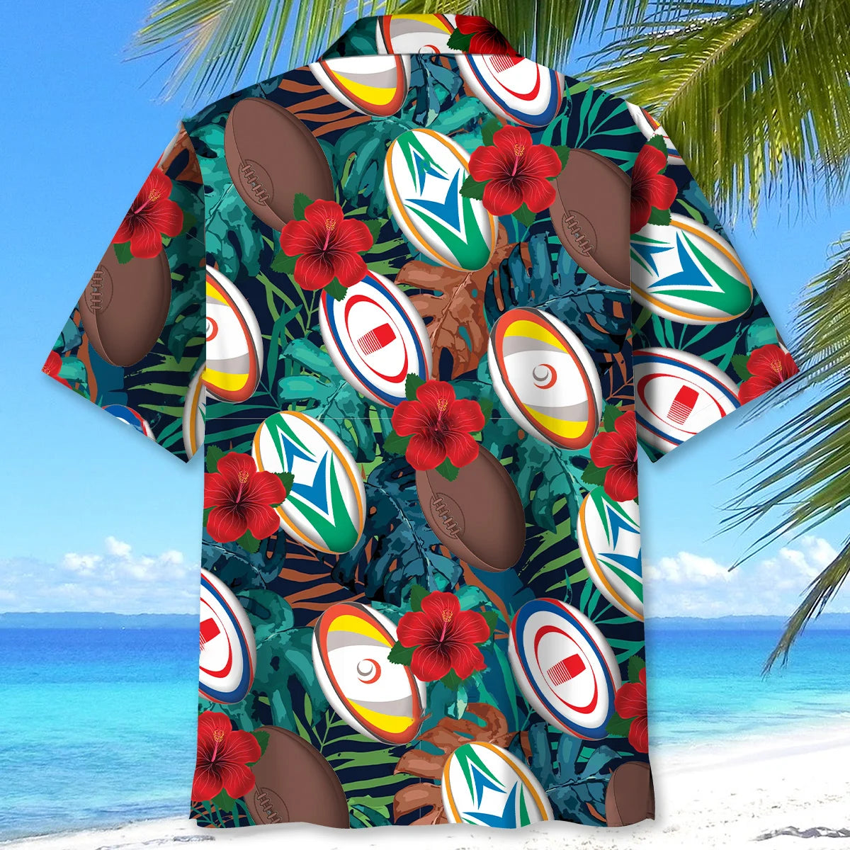 Tropical Rugby Balls Hawaiian Shirt, custom shirt gift for men (view 3)