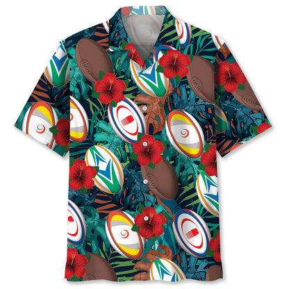 Tropical Rugby Balls Hawaiian Shirt, custom shirt gift for men (view 4)