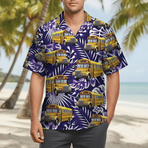 Tropical School Bus Hawaiian Shirt, custom shirt gift for men