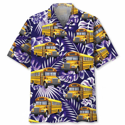 Tropical School Bus Hawaiian Shirt, custom shirt gift for men (view 4)
