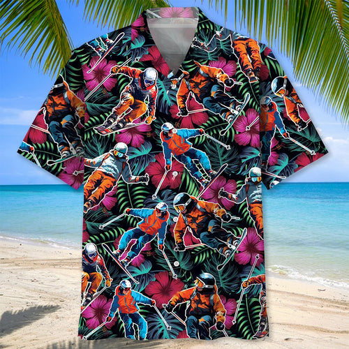 Tropical Skiing Hawaiian Shirt, custom shirt gift for men