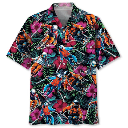 Tropical Skiing Hawaiian Shirt, custom shirt gift for men (view 2)
