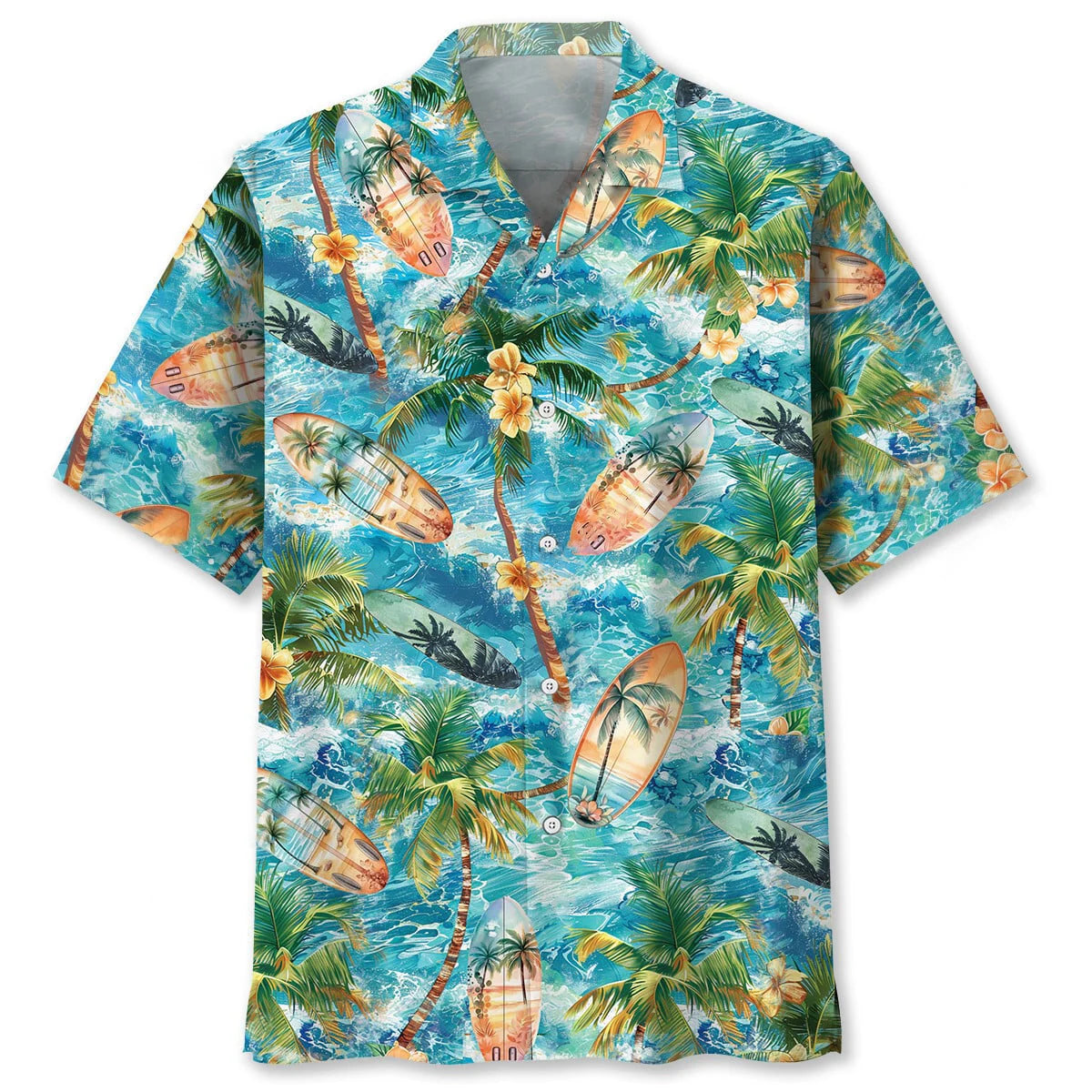 Tropical Surfing Surfboard Hawaiian Shirt, custom shirt gift for men (view 4)