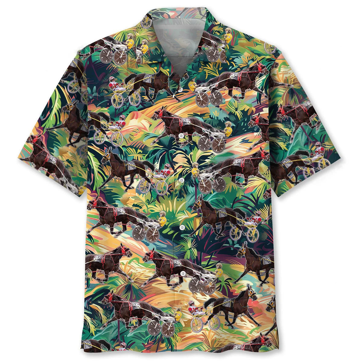 Tropical Terrain Horse Harness Racing Hawaiian Shirt, custom shirt gift for men (view 4)