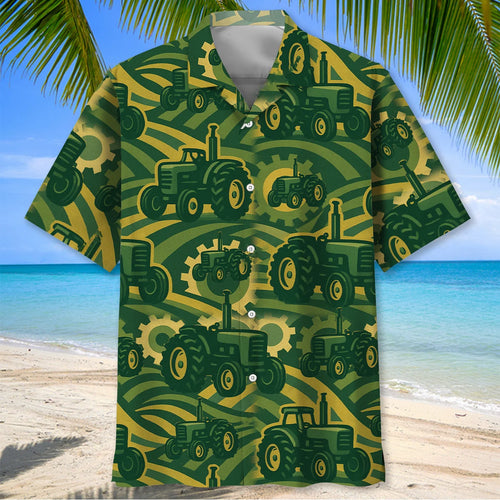 Tropical Tractor Hawaiian Shirt, custom shirt gift for men