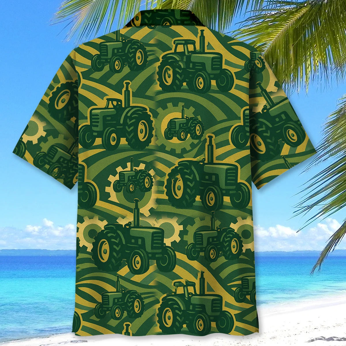 Tropical Tractor Hawaiian Shirt, custom shirt gift for men (view 3)